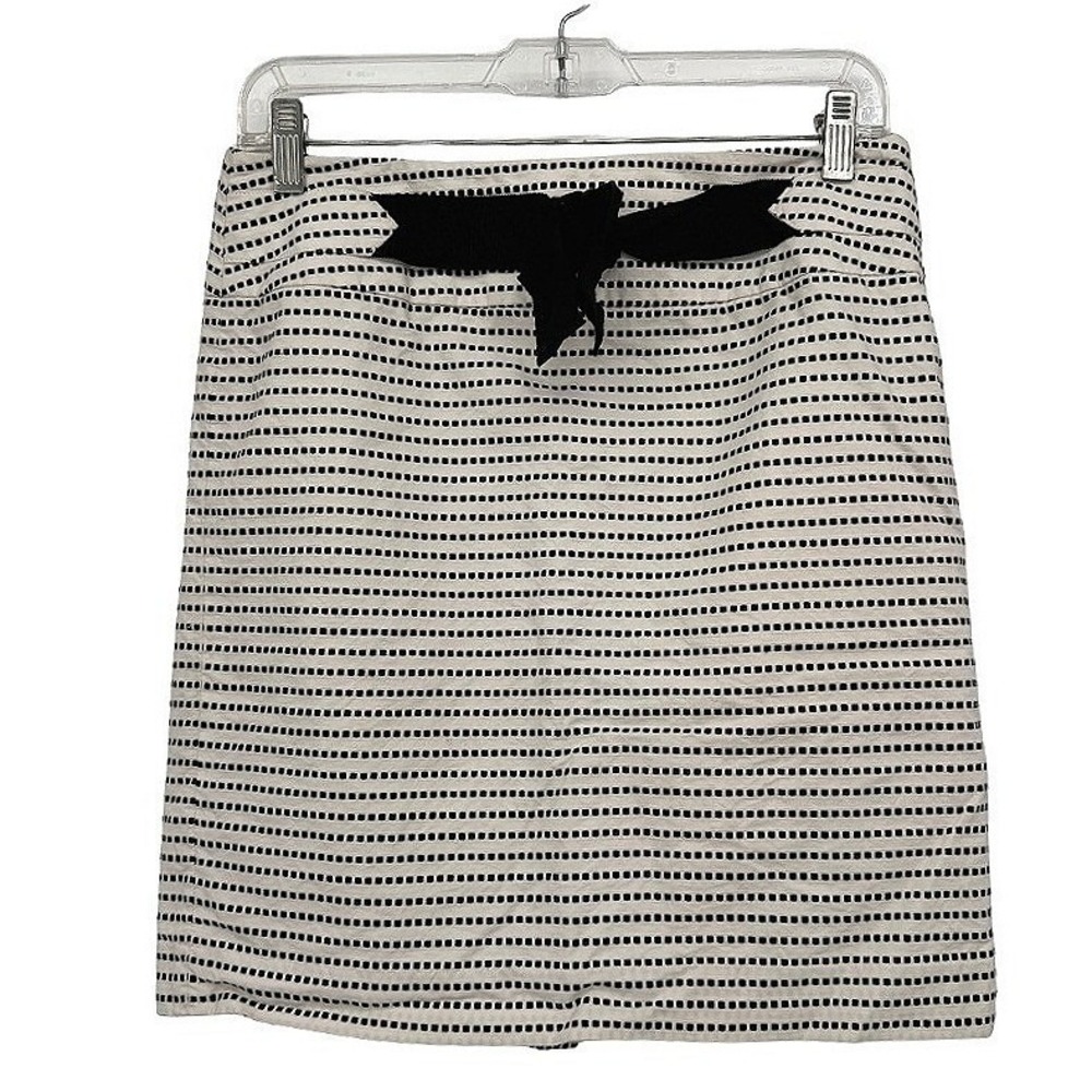 LOFT Petites Pencil Skirt Black White Dotted Bow Casual Whimsical Workwear 6P
